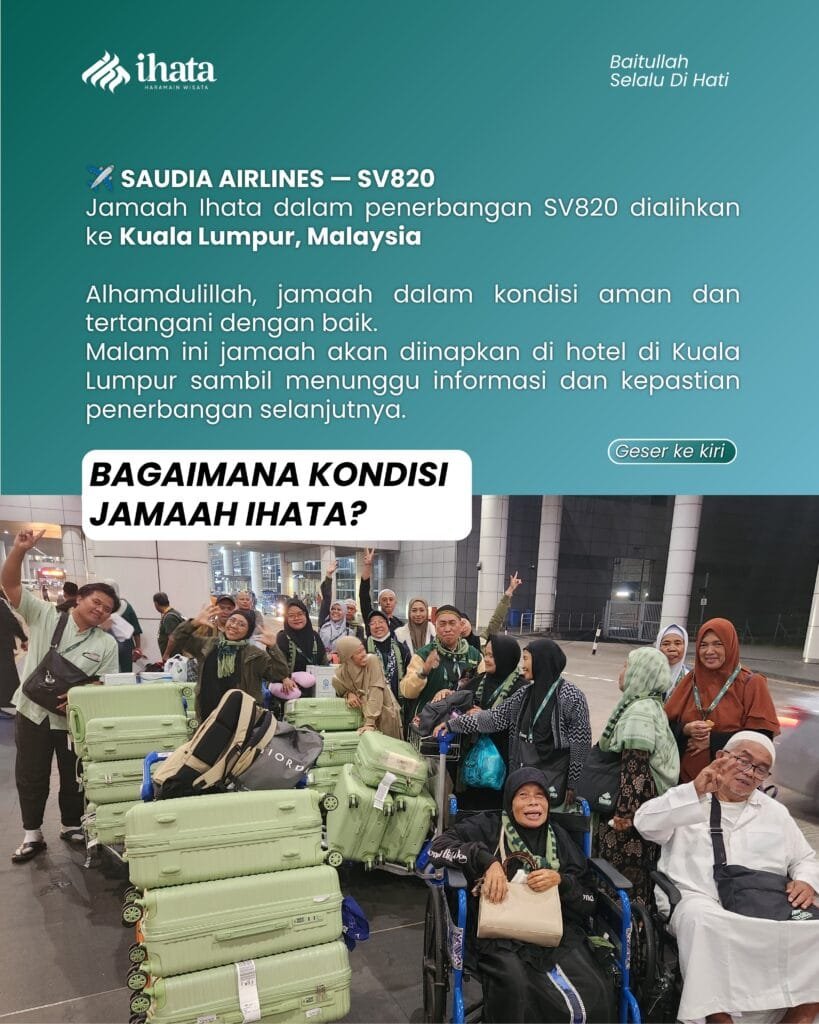 Jamaah umroh Ihata penerbangan Saudia Airlines SV820 aman di Kuala Lumpur