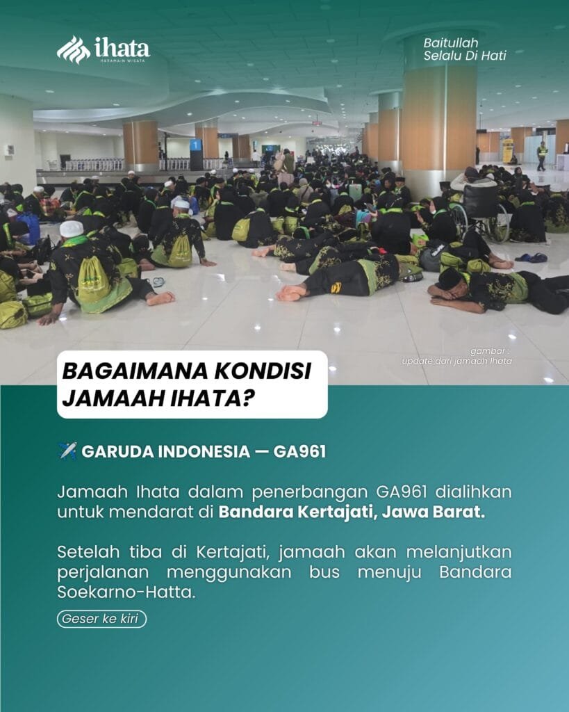 Jamaah umroh Ihata penerbangan Garuda Indonesia GA961 mendarat di Kertajati