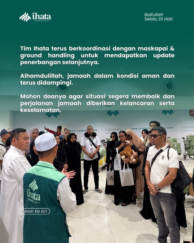 Tim travel umroh Ihata berkoordinasi dan mendampingi jamaah di lapangan