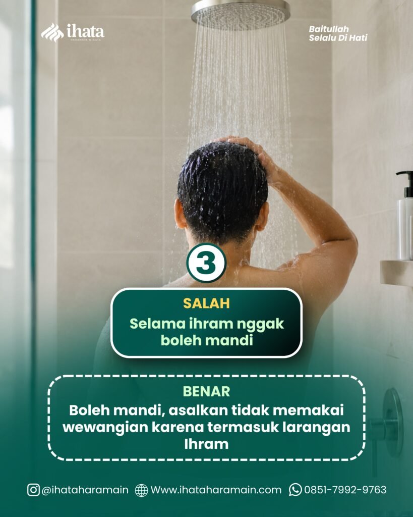 Hukum kebolehan mandi saat berihram dengan syarat tidak menggunakan sabun wewangian atau parfum