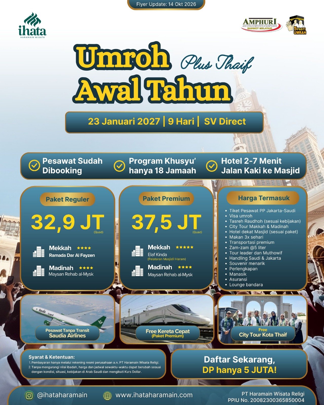 Umroh Januari Awal Tahun 2027 - Ihata