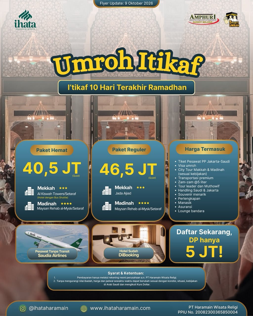 Umroh Itikaf Ramadhan 2027 - Ihata Haramain Wisata
